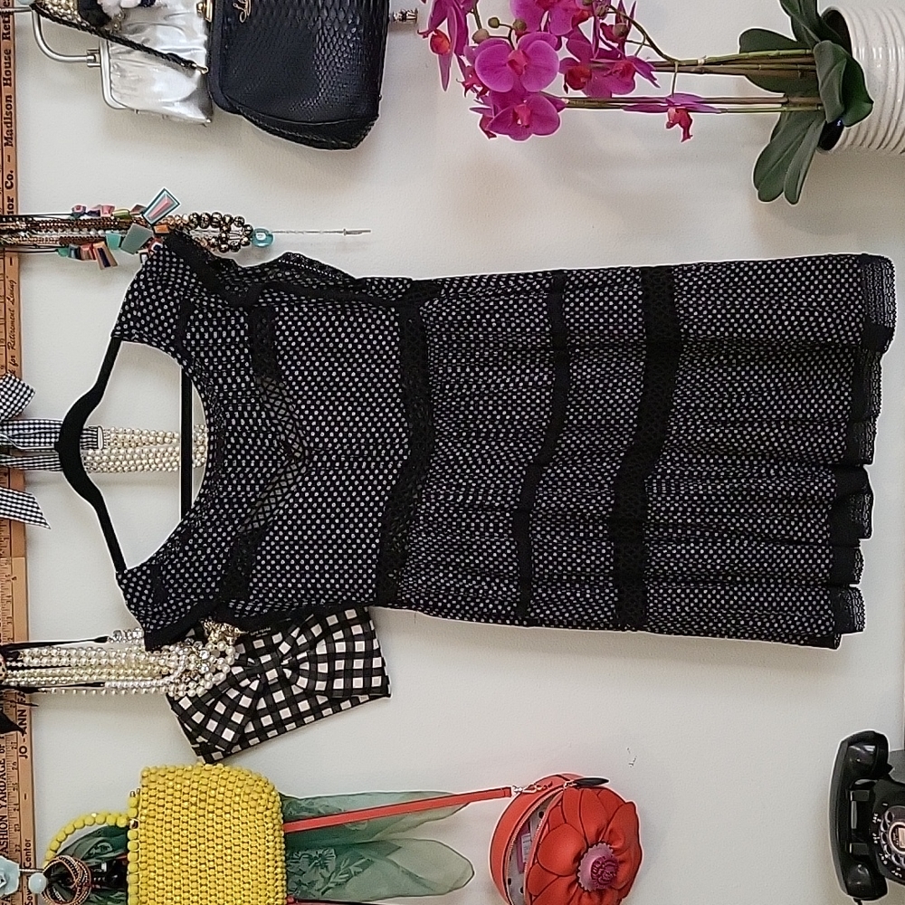 Free People Mini Dress Black and White floral size S